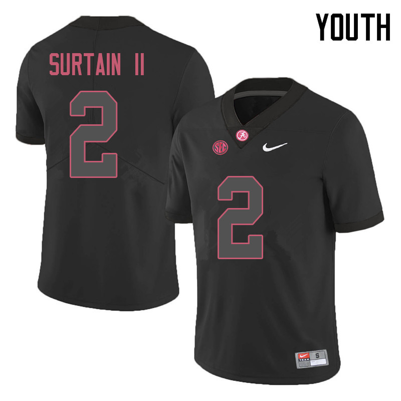 Youth #2 Patrick Surtain II Alabama Crimson Tide College Football Jerseys Sale-Black